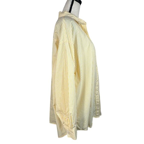 Old Navy X-Large Boyfriend Shirt Top Button-Up Striped Long Sleeve Pocket Collar - Picture 5 of 10